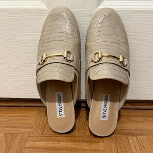 Steve Madden Croc-Embossed Mules with Gold Accent